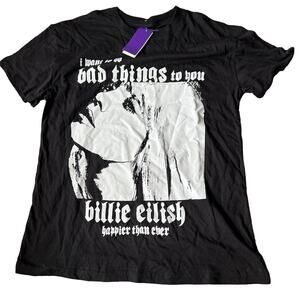 Billie Eilish Women's Black Shadow Short Sleeve Graphic T-Shirt - Medium - NWT